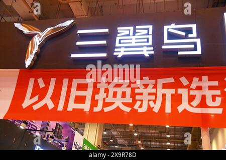 Qingdao, Cina. 2 giugno 2024. Lo stand del marchio della scena Haier Three Winged Bird sarà esposto all'EXPO di Qingdao, in Cina, il 1° giugno 2024. (Foto di Costfoto/NurPhoto) credito: NurPhoto SRL/Alamy Live News Foto Stock