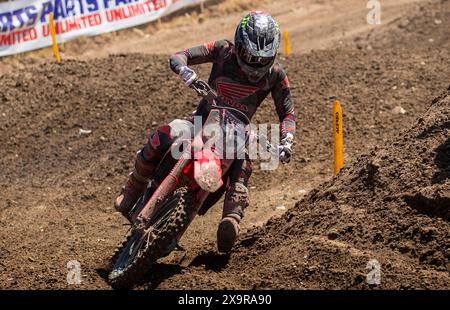 01 giugno 2024 Sacramento, CA USA Jo Shimoda. Il team Honda HRC(30))entra in curva 19 durante il Campionato Pro Motocross 250 a Hangtown Classic Sacramento, CA Thurman James/CSM Foto Stock