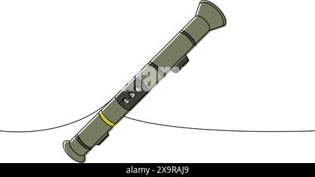Lanciagranate anticarro, disegno continuo a una linea colorata. Varie armi moderne continuano a una linea. Illustrazione lineare vettoriale. Illustrazione Vettoriale