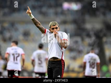 Rio de Janeiro, Brasile, 2 giugno 2024: Gabriel Barbosa, Gabigol del Flamengo festeggia dopo aver segnato una rete durante il Campeonato Brasileiro serie A partita di calcio tra Vasco da Gama e Flamengo allo Stadio Maracana Andre RicardoAlamy Foto Stock