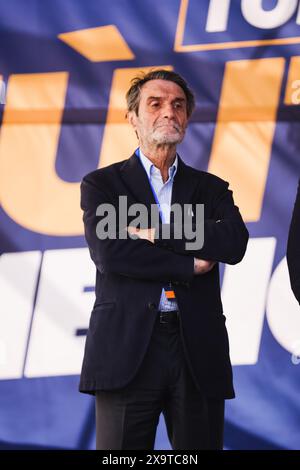 Milano, Italia. 1 giugno 2024. Milano, chiusura della campagna elettorale della Lega per le elezioni europee del 2024 in Piazza Duomo. Nella foto: Attilio Fontana, Presidente della Lombardia credito: Agenzia fotografica indipendente/Alamy Live News Foto Stock