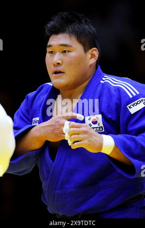 Minjong Kim (KOR), 23 MAGGIO 2024 - Judo: World Judo Championships Abu Dhabi 2024 Men's +100kg Final Match alla Mubadala Arena di Abu Dhabi, Emirati Arabi Uniti. (Foto di Naoki Nishimura/AFLO SPORT) Foto Stock