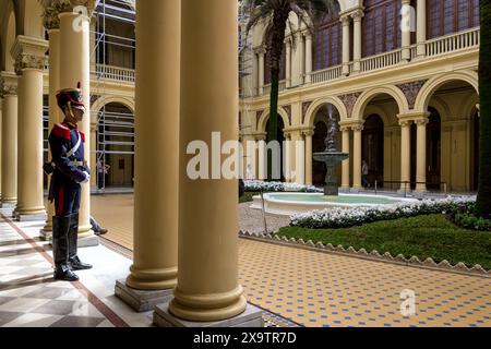 Particolare di Casa Rosada (Casa Rosa), la residenza esecutiva e l'ufficio del Presidente dell'Argentina e situata nel centro storico di Buenos Aires. Foto Stock