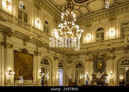 Particolare di Casa Rosada (Casa Rosa), la residenza esecutiva e l'ufficio del Presidente dell'Argentina e situata nel centro storico di Buenos Aires. Foto Stock