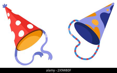 Set di illustrazioni vettoriali di cappelli da festa Illustrazione Vettoriale