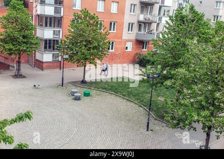 Nuovo edificio residenziale a Södermalm a Stoccolma Foto Stock