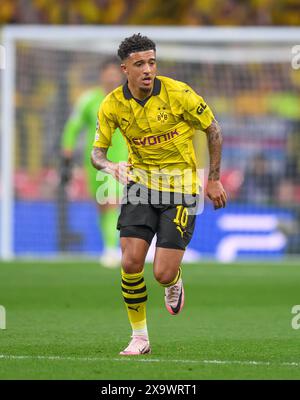 01 giu 2024 - Borussia Dortmund contro Real Madrid - finale di UEFA Champions League - Wembley. Jadon Sancho in azione. Foto : Mark Pain / Alamy Live News Foto Stock