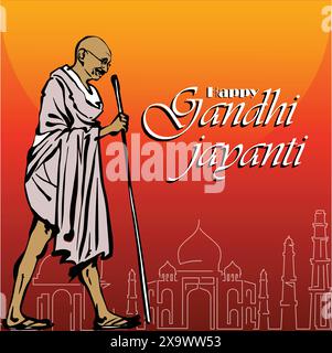 Gandhi Jayanti ha celebrato il 2 ottobre con sfondo Illustrazione Vettoriale