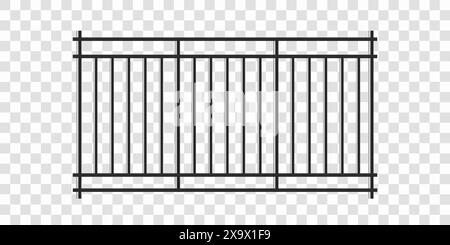 Recinzione metallica. Le sbarre della prigione. Reticoli realistici. Illustrazione vettoriale isolata su sfondo trasparente. Illustrazione Vettoriale