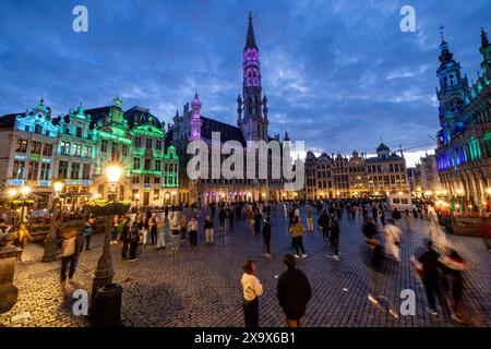 Il Municipio e la Grand Place a Bruxelles, Belgio Foto Stock