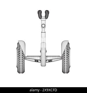 Illustrazione vettoriale Contour Gyroscooter. Cartoon ha isolato il trasporto elettrico intelligente personale, moderno veicolo ecologico con batteria e due ruote per la città Illustrazione Vettoriale