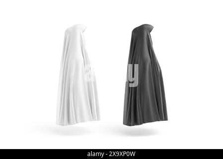 Mockup chador femminile bianco e nero vuoto, vista profilo Foto Stock