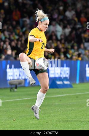 Sydney, Australia. 3 giugno 2024, Ellie Carpenter durante la “Til IT’s Done” Farewell Series, Australia contro China PR. Crediti: Kleber Osorio/Alamy Live News Foto Stock