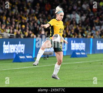 Sydney, Australia. 3 giugno 2024, Ellie Carpenter durante la “Til IT’s Done” Farewell Series, Australia contro China PR. Crediti: Kleber Osorio/Alamy Live News Foto Stock