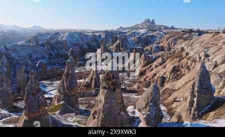 Vista delle colline della Cappadocia da un drone. Foto Stock