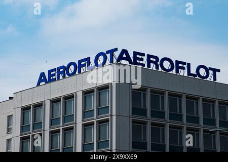 Berlino, Germania - 02 giugno 2024: Insegna Aeroflot (Russian Airlines) a Berlino Foto Stock