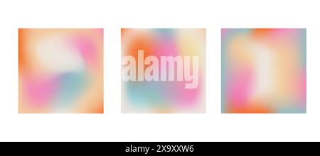 Scheda, banner, poster e set di copertine per modelli di design moderno. Elegante estetica minimalista con sfumature e sfondi y2k. Giallo rosa pallido, viola vivace Illustrazione Vettoriale