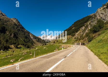 Susten Pass Road, Meien, Cantone di Uri, Svizzera Foto Stock