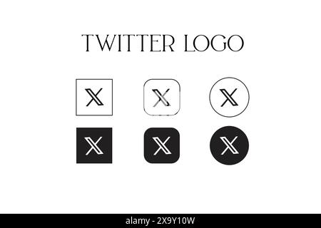 Raccolta di icone del logo del social network Twitter. X icona nuovo logo twitter Illustrazione Vettoriale