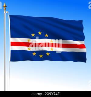 Repubblica di Capo Verde, bandiera nazionale ufficiale, paese africano, illustrazione vettoriale Illustrazione Vettoriale