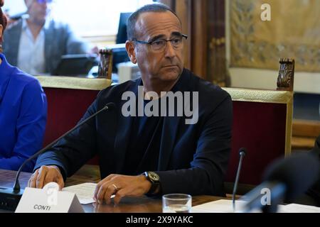 Roma, Italia. 3 giugno 2024. Carlo conti durante la conferenza stampa di TIM Summer Hits presso la sala delle bandiere del Campidoglio il 1° giugno 2024 a Roma. Credito: Live Media Publishing Group/Alamy Live News Foto Stock