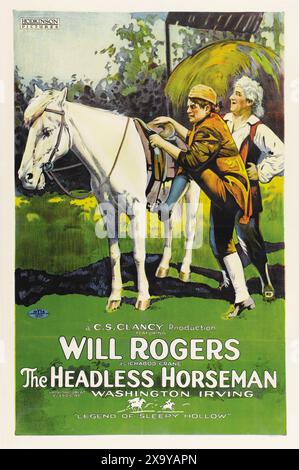 Vecchio poster cinematografico - The Headless Horseman (1922) con Will Rogers - dal grande classico di Washington Irvingjpeg Foto Stock