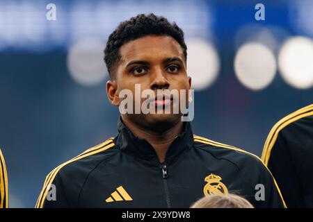 Rodrygo partecipa alla finale di Champions League 2024 tra Borussia Dortmund e Real Madrid (Maciej Rogowski) Foto Stock