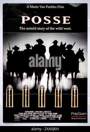 Prima di copertina di informazioni pubblicitarie per il film Posse, un western uscito nel 1993 Foto Stock