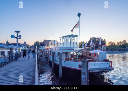 Costanza: Bodensee (lago di Costanza), porto, ristorante navale a Bodensee, lago di Costanza, Baden-Württemberg, Germania Foto Stock