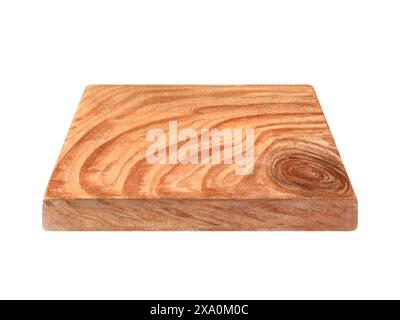 Superficie rettangolare del vassoio di legno marrone Tavola di legno duro con texture naturale. Vista in prospettiva. Servizio in legno di quercia. Illustrazione acquerello. Foto Stock