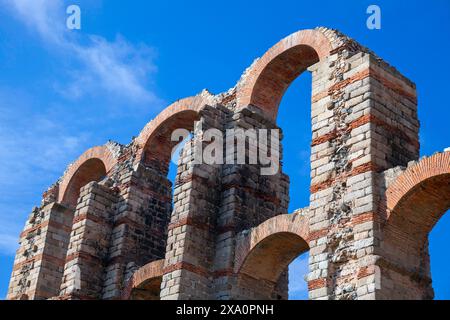 Europa, Spagna, Badajoz, Merida, Acueducto de los Milagros o 'Acquedotto Miracoloso' (dettaglio) Foto Stock