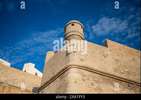 Castello di Papa Luna a Peñiscola, Castellon, Comunità Valenciana, Spagna Foto Stock