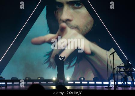 Nottingham, Regno Unito 3 giugno 2024, Jared Leto dei 30 Seconds to Mars si esibisce all'arena Motorpoint di Nottingham come parte del loro Seasons tour Credit:Paul Smith/Alamy Live News Foto Stock