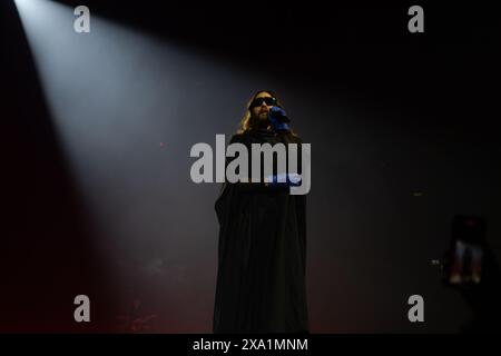 Nottingham, Regno Unito 3 giugno 2024, Jared Leto dei 30 Seconds to Mars si esibisce all'arena Motorpoint di Nottingham come parte del loro Seasons tour Credit:Paul Smith/Alamy Live News Foto Stock