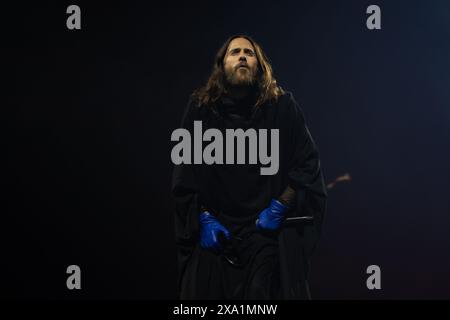 Nottingham, Regno Unito 3 giugno 2024, Jared Leto dei 30 Seconds to Mars si esibisce all'arena Motorpoint di Nottingham come parte del loro Seasons tour Credit:Paul Smith/Alamy Live News Foto Stock