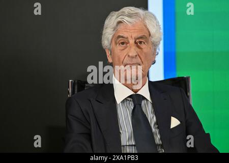 Firenze, Italia. 3 giugno 2024. L'ex giocatore italiano Gianni Rivera durante la conferenza stampa, il Campionato europeo di calcio UEFA a Firenze, 3 giugno 2024 credito: Agenzia fotografica indipendente/Alamy Live News Foto Stock