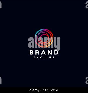 Design del logo colorato con icona di cipolla astratta. Design del logo Colorful Five Abstract Circle. Illustrazione Vettoriale