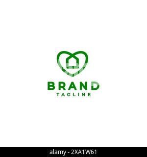 Icona della casa all'interno del logo Heart Symbol. Simbolo del cuore e della casa in un'unica icona Logo Design. Illustrazione Vettoriale