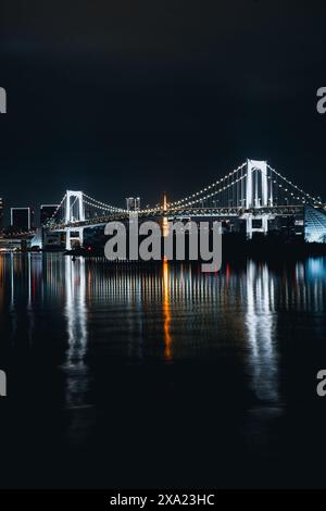 Il ponte nel parco marino di Odaiba di notte, Tokyo Foto Stock