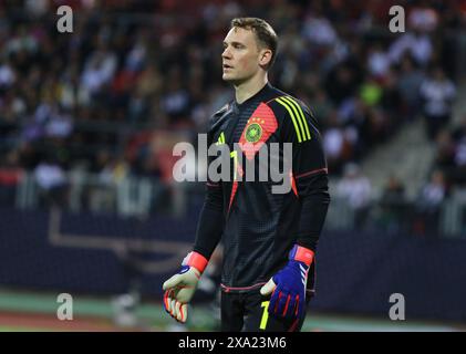 Norimberga, Germania. 3 giugno 2024. Il portiere tedesco Manuel Neuer in azione durante l'amichevole Germania contro Ucraina al Max-Morlock-Stadion di Norimberga, Germania. Crediti: Oleksandr Prykhodko/Alamy Live News Foto Stock