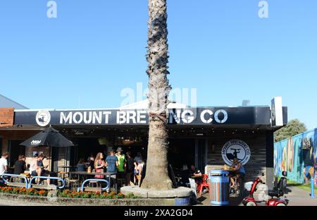 Il vivace bar e ristorante Brew Co. In Maunganui Road, Mount Maunganui, nuova Zelanda. Foto Stock