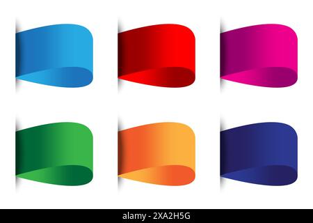 Nastri sfumati colorati. Sei varianti. Design astratto. Illustrazione vettoriale. Illustrazione Vettoriale