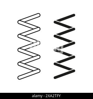 Icone vettoriali bobine a molla. Spirali in metallo elastiche e flessibili. Parti industriali e meccaniche. Illustrazione Vettoriale