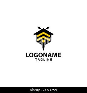vettore di design del logo honey house Illustrazione Vettoriale