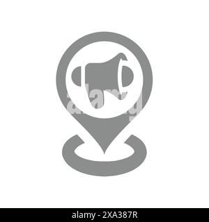 Icona del vettore di navigazione vocale. Pin di posizione e simbolo del navigatore altoparlanti. Illustrazione Vettoriale