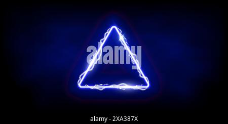Triangolo blu magico di tuoni fulmini blu tempesta. Bordo elettrico magico e luminoso con effetti di luce. Telaio al plasma con thunderbolt Electricity Illustrazione Vettoriale