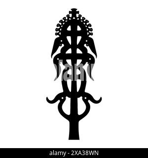 Forma trasversale animalistica complessa, contorno ornamentale, raro simbolo unico Illustrazione Vettoriale