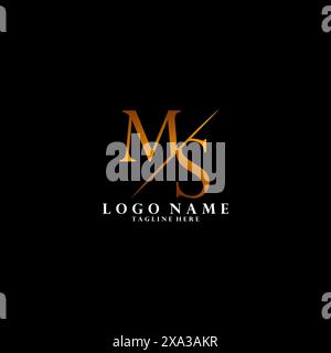 Lettera con logo MS SM Monogram Slash con moderno modello di logo Illustrazione Vettoriale