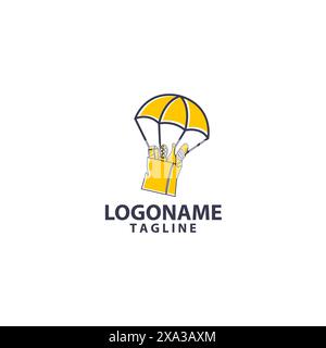 vettore di progettazione del logo per la consegna dei pacchi Illustrazione Vettoriale