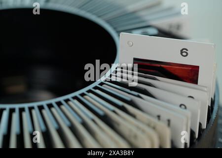 la roulette della pellicola vetrino in numero Foto Stock